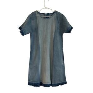 NWT DL1961 Blue Coast Denim Dress – Two-Tone Short Sleeve, Girls Size Small